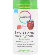 Rainbow Vitamin D3 Light Berry D-Licious 2500 МЕ Витамин Д3 вкус малины 50 желейных конфет: Тип Витамин D