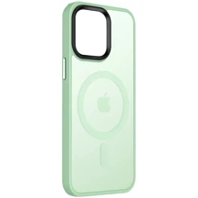 Чехол для iPhone Mobile Case TPU+PC Metal Buttons with MagSafe Colorful Mint for iPhone 14: Цвет зеленый