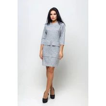 Платье FLFashion Джорджия КПД 1412 44 серое деловое до середины бедра: Состав Эластан, Полиэстер, Вискоза