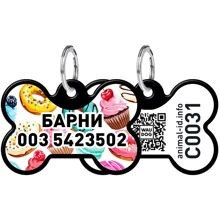 Адреснік WAUDOG Smart ID з QR-паспортом, малюнок "Пампушки", кістка, 31х21 мм, чорний (0631-0070-01-gr): Виробник WAUDOG