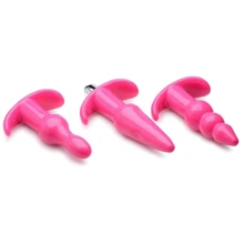 Набір анальних пробок з віброкулею Frisky Thrill Trio Pink Vibrating Plug Set: Для кого унісекс