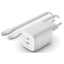 Зарядний пристрій Belkin Wall Charger 2xUSB-C Home Charger GAN 65W White with USB-C Cable 2m (WCH013VF2MWH-B6): Кабель в комплекті USB-C