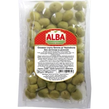 Оливки ALBA FOOD зелені без кісточки Белла ді Черіньола 400 г (8051380010327): Вага нетто 400 г