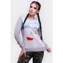 Свитшот FashionUp KF-1586C-42 42 серый с принтом: Сезон Демисезон