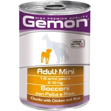Вологий корм Gemon Dog Wet Mini Adult для собак шматочки з куркою та рисом Вага: 0.415 кг (70387873): Тип Влажный корм
