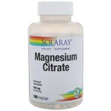 Solaray Magnesium Citrate 400 mg 180 Veg Caps Цитрат магния: Тип Магний + Калий