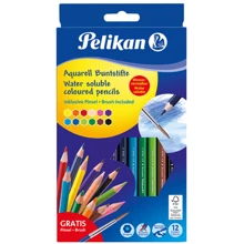 Олівці кольорові акварельні Pelikan Aquarell 12 кольорів з пензликом: Тип акварельні