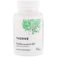 Thorne Research PolyResveratrol-SR 60 Veg Caps Ресвератрол, Птеростильбен, Куркумин: Тип Ресвератрол