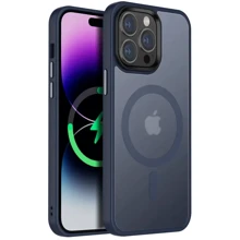 Чехол для iPhone Mobile Case TPU+PC Metal Buttons with MagSafe Colorful Navy Blue for iPhone 16 Pro Max: Цвет синий