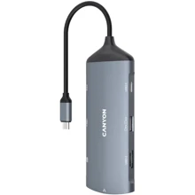Адаптер Canyon Adapter DS-15 USB-C to 3xUSB3.0+HDMI+RJ45+USB-C+SD+microSD (CNS-TDS15): Колір серый