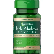 Puritan's Pride Triple Mushroom Complex Reishi Shiitake Maitake Лечебные грибы комплекс 60 капсул: Форма выпуска Капсулы