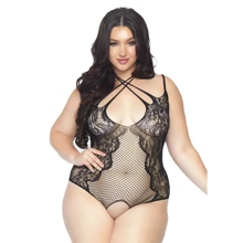 Тедди с открытым доступом Leg Avenue Net and lace crotchless teddy 1X–2X Black: Для кого Для женщин