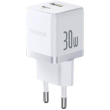 Зарядное устройство Baseus Wall Charger Palm USB-C+USB 30W White (P1011160A213-00): Особенности Power Delivery (PD), Быстрая зарядка, USB-C