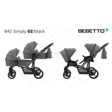 Универсальная коляска для двойни Bebetto B 42 SIMPLY (02) серый (505.36.19.002): Тип коляски коляска для двойни