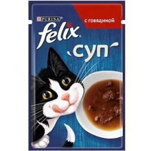 Влажный дополнительный корм FELIX Суп для взрослых кошек с говядиной 48 г (7613036632294): Тип Влажный корм