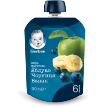 Пюре Gerber яблоко, черника, банан 90 г (1227025): Вид Фруктовое