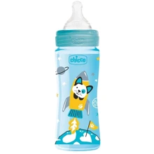 Пляшечка пластикова Chicco Well-Being Physio Colors із силіконовою соскою, 330 мл, 4м+ блакитна (28637.20): Матеріал пластик