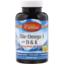 Carlson Labs Elite Omega-3 Plus D And K, Natural Lemon Flavor, 60 Soft Gels (CAR-17510): Тип Омега 3