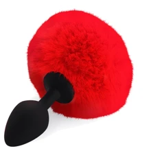 Силіконова анальна пробка М Art of Sex - Silicone Butt plug Rabbit Tail, червоний: Для кого унісекс