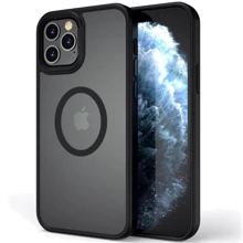 Чехол для iPhone Mobile Case TPU+PC Metal Buttons with MagSafe Black for iPhone 13 Pro: Цвет черный