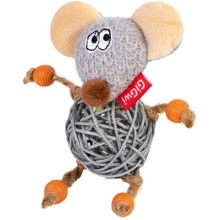 Игрушка для котов Мышка с колокольчиком GiGwi Catch&Scratch, текстиль, веревка, ротанг, 8 см (2300): undefined undefined