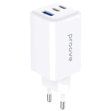 Зарядное устройство Proove Wall Charger 2xUSB-C+USB Pocket GaN 65W White (WCPG65121202): Особенности Быстрая зарядка, USB-C, Power Delivery (PD)