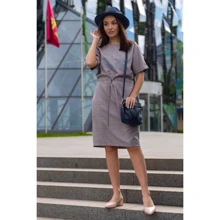 Платье FLFashion Вихрь ФПВ 3044 46 серое повседневное удлиненное миди: Состав Лен