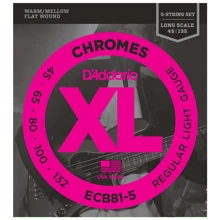 Струна для гитар Струны D`ADDARIO ECB81-5 XL CHROMES FLATWOUND BASS 5 45-132: Тип Комплект струн