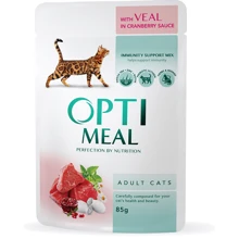 Вологий корм Optimeal Adult cats для дорослих кішок з телятиною в журавлинному соусі 12х85 г (4820215361859): Тип Паучи