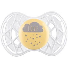 Пустышка Nuvita Air55 Cool симметричная с колпачком LOVE 6m+ желто-серая (NV7085SC): Возраст старше 6 месяцев