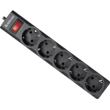 Сетевой фильтр Defender ES largo 3m 5 роз. black (99498): Количество розеток, шт 5