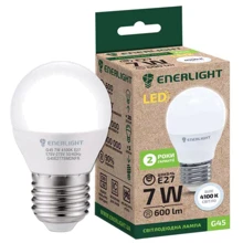 Светодиодная лампа ENERLIGHT G45 7Вт 4100K E27 (G45E277SMDNFR): Тип цоколя E27
