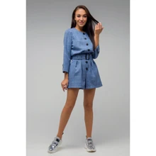 Комбинезон FLFashion Орион СКО2643 M синий: Состав Лен, Вискоза