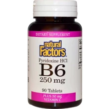 Natural Factors Vitamin B6 Витамин B6 пиридоксин HCl 100 мг 90 таблеток: Тип Витамин B
