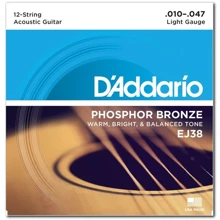 Струна для гитар Струны Струны D`ADDARIO EJ38 PHOSPHOR BRONZE LIGHT 12-STRING 10-47: Тип Комплект струн