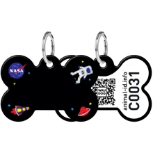 Адреснік WAUDOG Smart ID з QR-паспортом, малюнок "NASA", кістка, 31х21 мм, чорний (0631-0047-01): Виробник WAUDOG