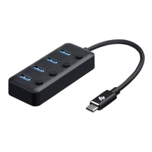 Адаптер 2E Adapter USB-C to 4xUSB3.0 with Switch 0.25m HUB Black (2E-W1406): Цвет черный