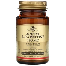 Solgar Acetyl-L-Carnitine Солгар Ацетил карнитин 250 mg 30 капсул: Тип L Карнитин