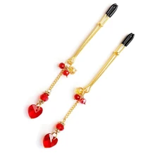 Затискачі для сосків Art of Sex - Crystal Heart Red, золото: Виробник Art of Sex