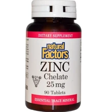 Natural Factors Zinc Chelate 25 mg Хелат цинка 90 таблеток: Тип Цинк