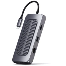 Адаптер Satechi Adapter Aluminum USB-C to 2xUSB-C+2xUSB+2xHDMI+RJ45+SD Space Gray (ST-UCMXAM): Колір серый