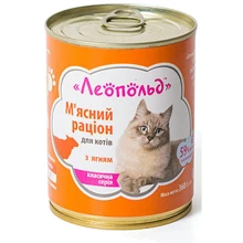 Вологий корм для котів Леопольд М'ясний раціон з ягням 360 г х 8 шт. (4820185490443-8): Тип вологий корм