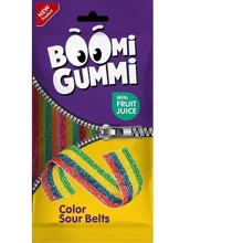 Цукерки Boomi Gummi Color sour belts желейні 70 г (4820240037354): Вага, г 70