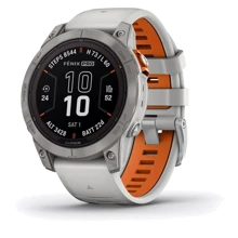 Смарт-годинник Garmin Fenix 7 Pro Sapphire Solar Titanium with Fog Gray/Ember Orange Band (010-02777-21): Дисплей 1.3 " (260х260)
