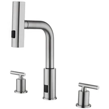 Смеситель для раковины Lefton Two-Handle Widespread Waterfall & Pull-Out Bathroom Faucet with Temperature Display-BFWS2401 Brushed Nickel: Назначение Для раковины