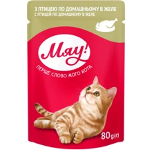 Вологий корм Мяу! для дорослих кішок з птицею в желе 24x80 г (4820083906862): Тип Паучи