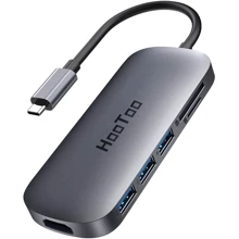 Адаптер HooToo USB-C to USB-C 100W + HDMI + 3xUSB 3.0 + SD Space Grey (HT-UC010): Колір сірий