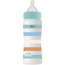 Бутылочка для кормления пластиковая Chicco Well-Being Colors с силиконовой соской 4м+ 330 мл Голубая(28637.11): Материал пластик