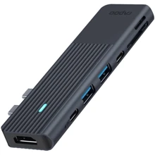 Адаптер Rapoo Adapter UCM-2003 Dual USB-C to 2xUSB-C+2xUSB3.0+HDMI+SD+MicroSD Black: Колір черный