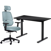 Комплект Mealux PowerDesk Lite Black + Leo Air Plus Grey Blue стол и стул (EVO-201 Lite B/B +Y 546 KBGL): undefined undefined